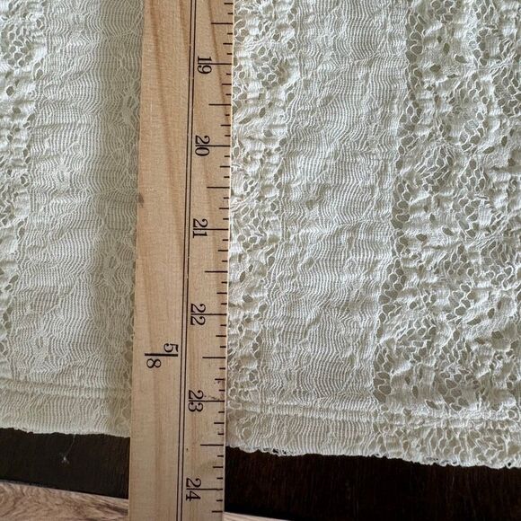 Vintage Ivory White V-neck Short-sleeve Lace Top Stretch Fitted Y2K Rafaella - Picture 6 of 7